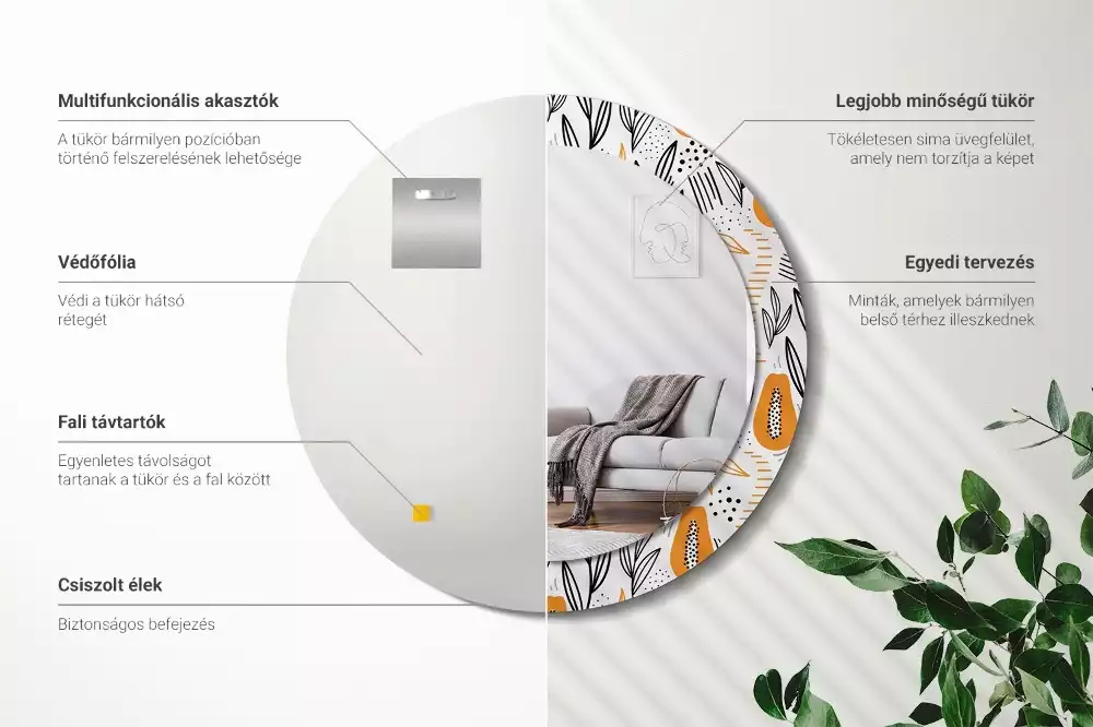 Espejo redondo con decoración Papayas