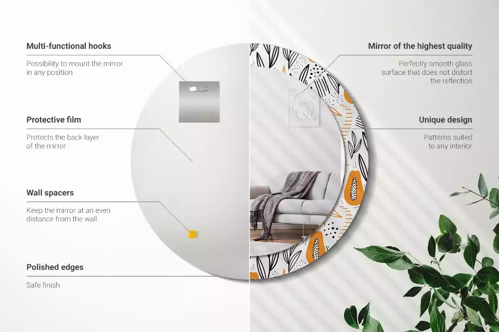 Espejo redondo con decoración Papayas