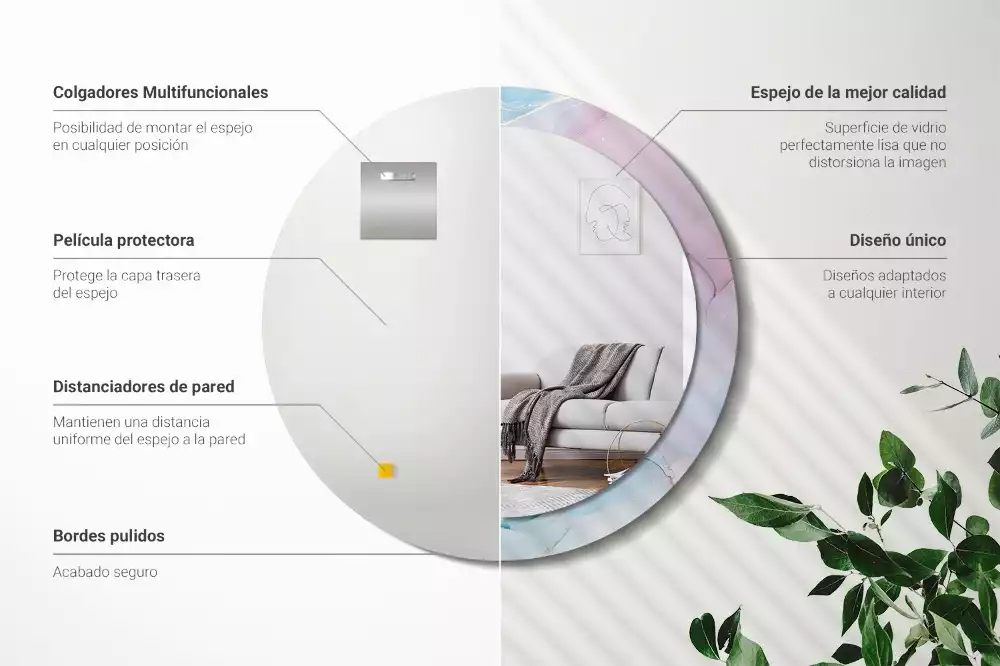 Espejo redondo estampado Estilo mármol