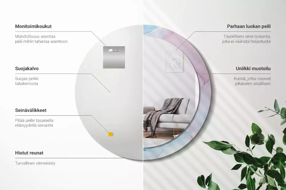 Espejo redondo estampado Estilo mármol