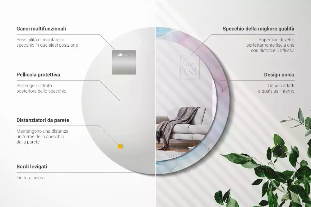 Espejo redondo estampado Estilo mármol