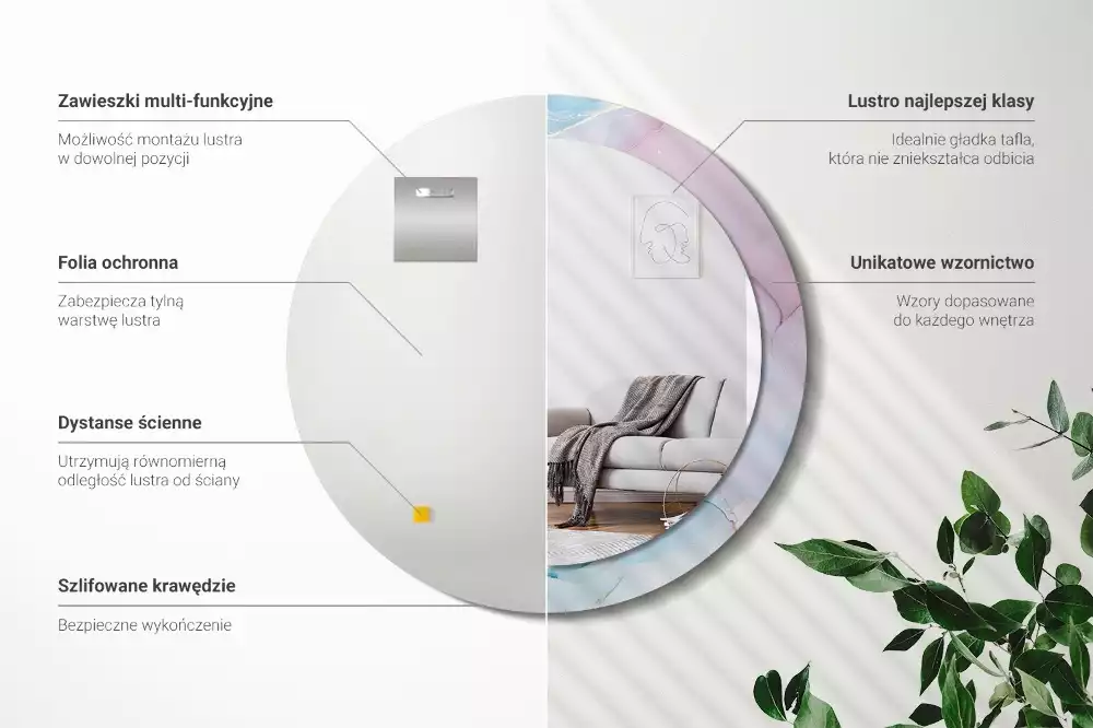 Espejo redondo estampado Estilo mármol