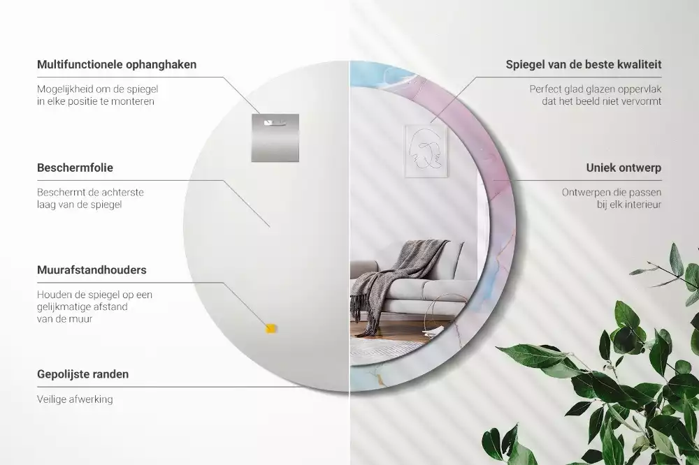 Espejo redondo estampado Estilo mármol