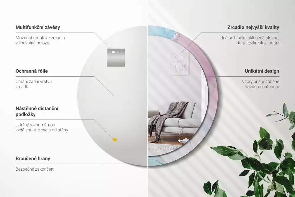 Espejo redondo estampado Estilo mármol