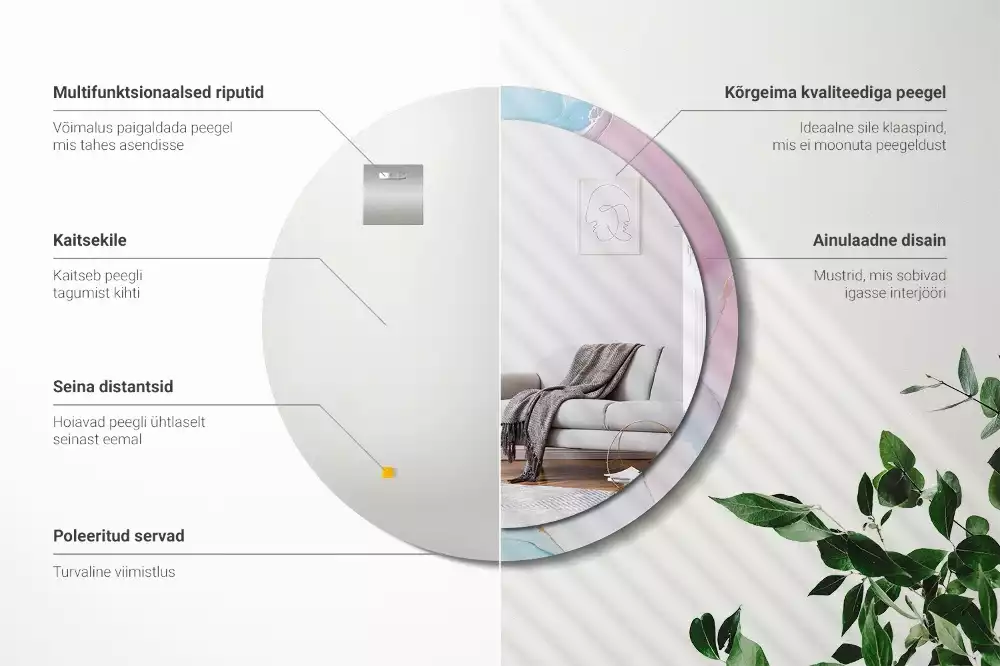 Espejo redondo estampado Estilo mármol