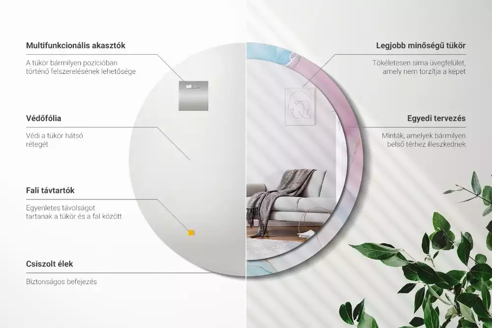 Espejo redondo estampado Estilo mármol