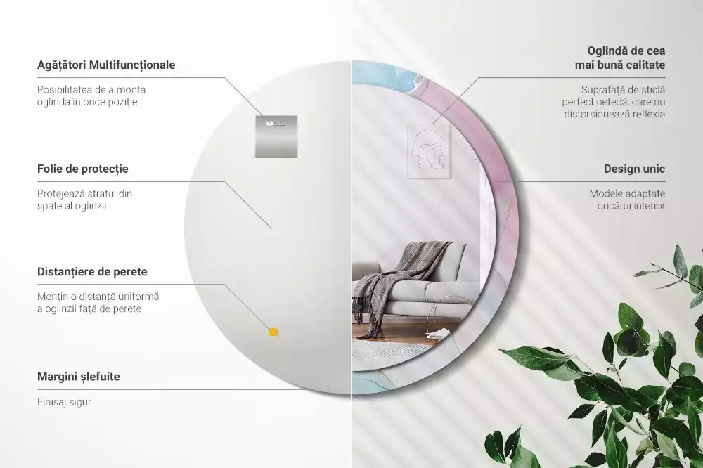 Espejo redondo estampado Estilo mármol