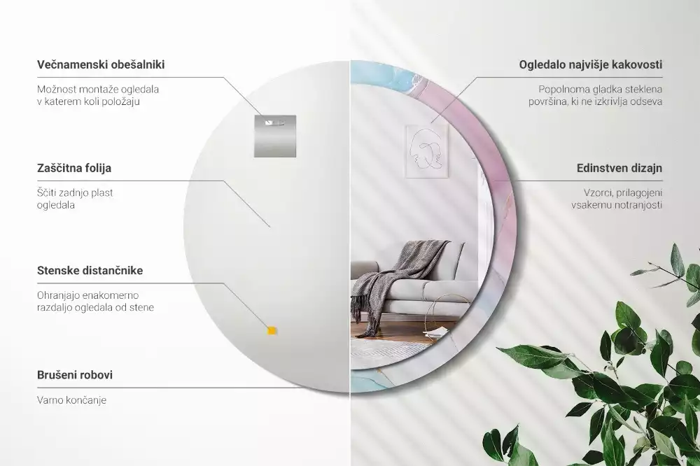 Espejo redondo estampado Estilo mármol