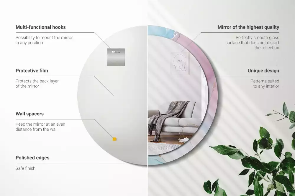 Espejo redondo estampado Estilo mármol