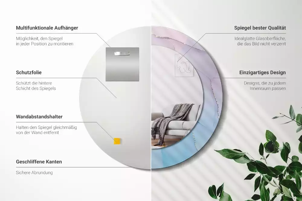 Espejo redondo estampado Estilo mármol