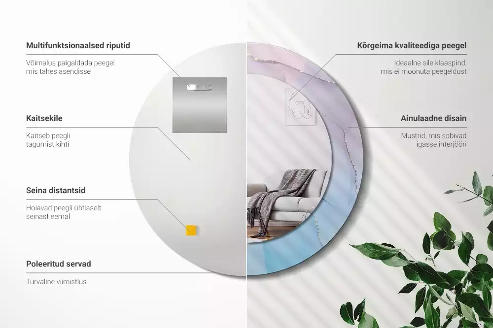 Espejo redondo estampado Estilo mármol