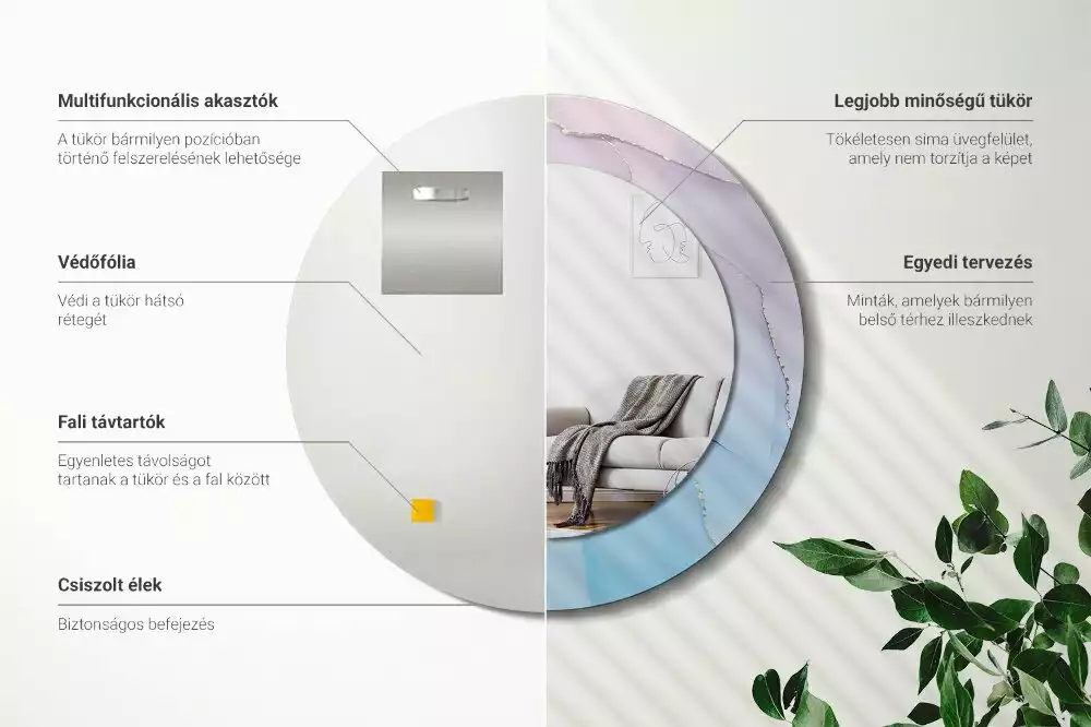 Espejo redondo estampado Estilo mármol