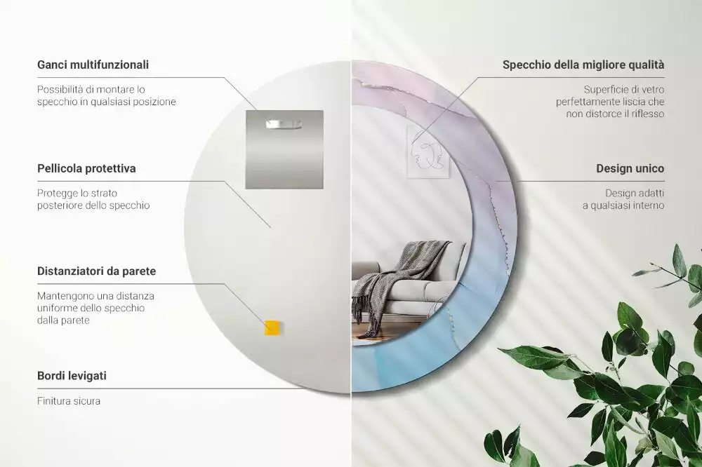 Espejo redondo estampado Estilo mármol