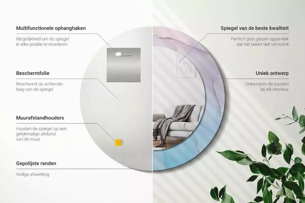 Espejo redondo estampado Estilo mármol