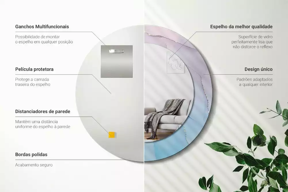 Espejo redondo estampado Estilo mármol