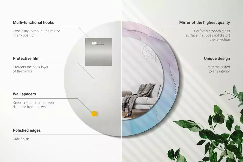 Espejo redondo estampado Estilo mármol