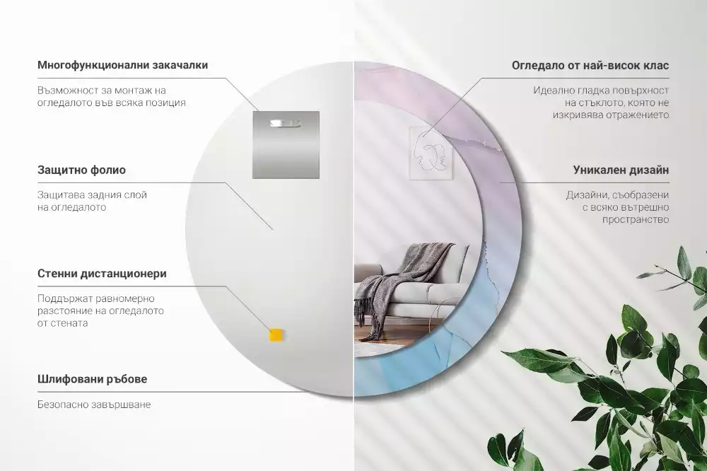 Espejo redondo estampado Estilo mármol