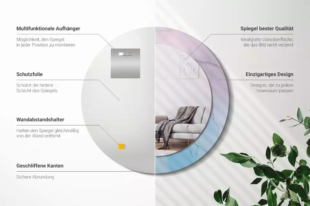 Espejo redondo estampado Estilo mármol