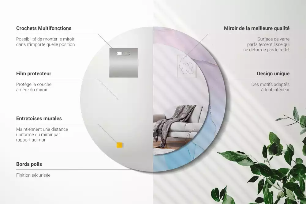 Espejo redondo estampado Estilo mármol