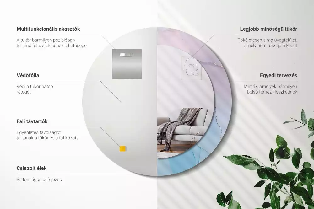 Espejo redondo estampado Estilo mármol