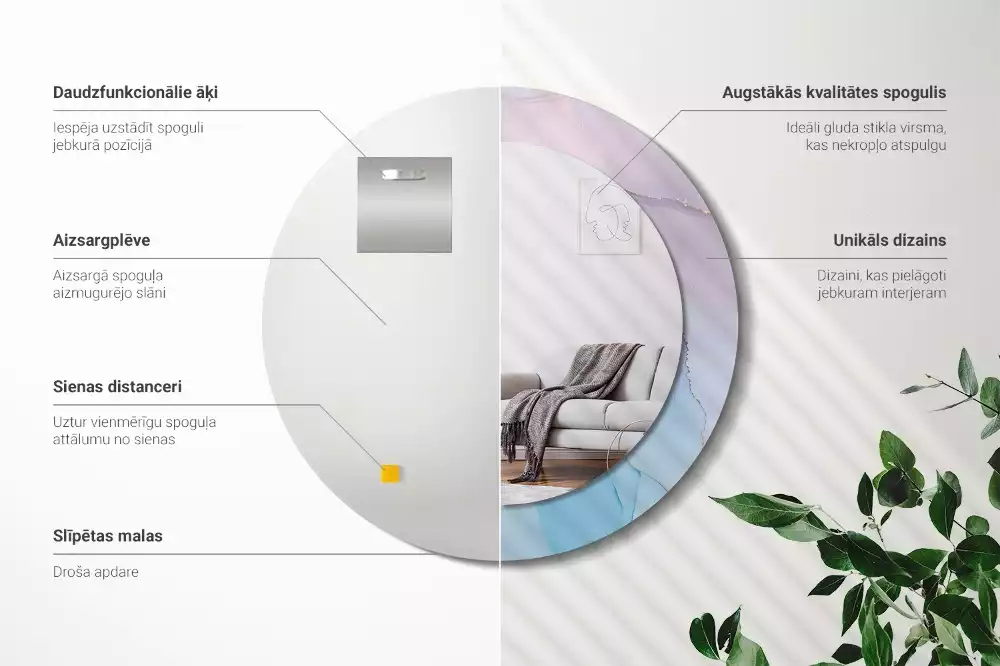 Espejo redondo estampado Estilo mármol