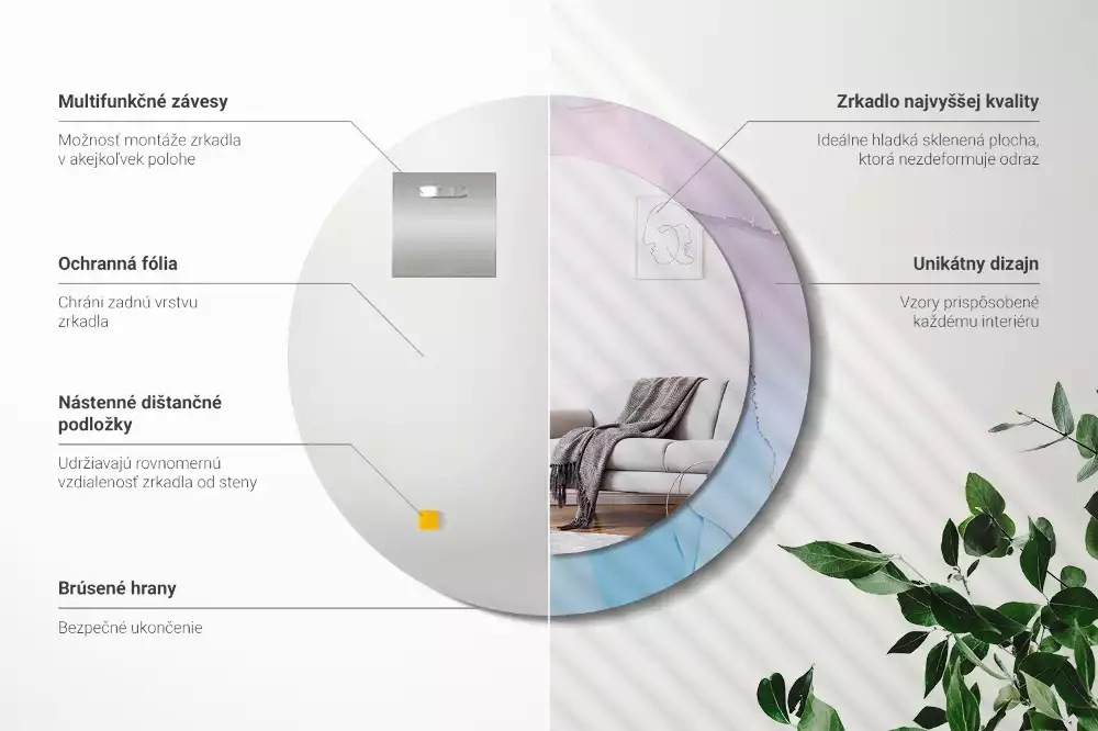 Espejo redondo estampado Estilo mármol