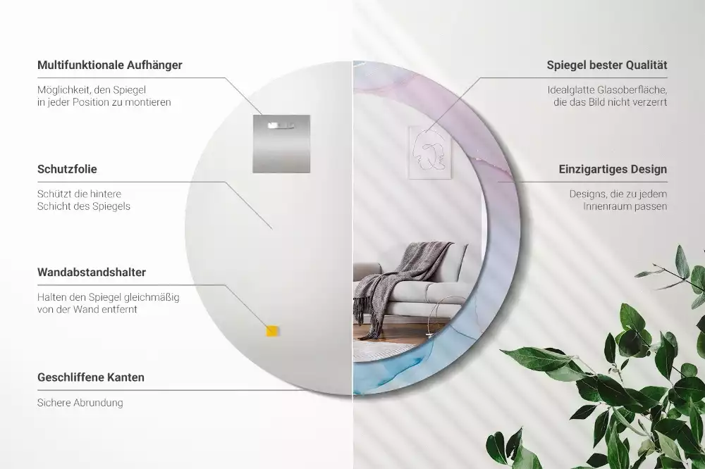 Espejo redondo estampado Estilo mármol