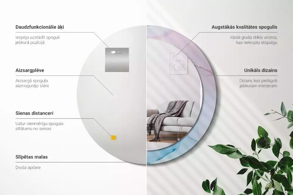 Espejo redondo estampado Estilo mármol