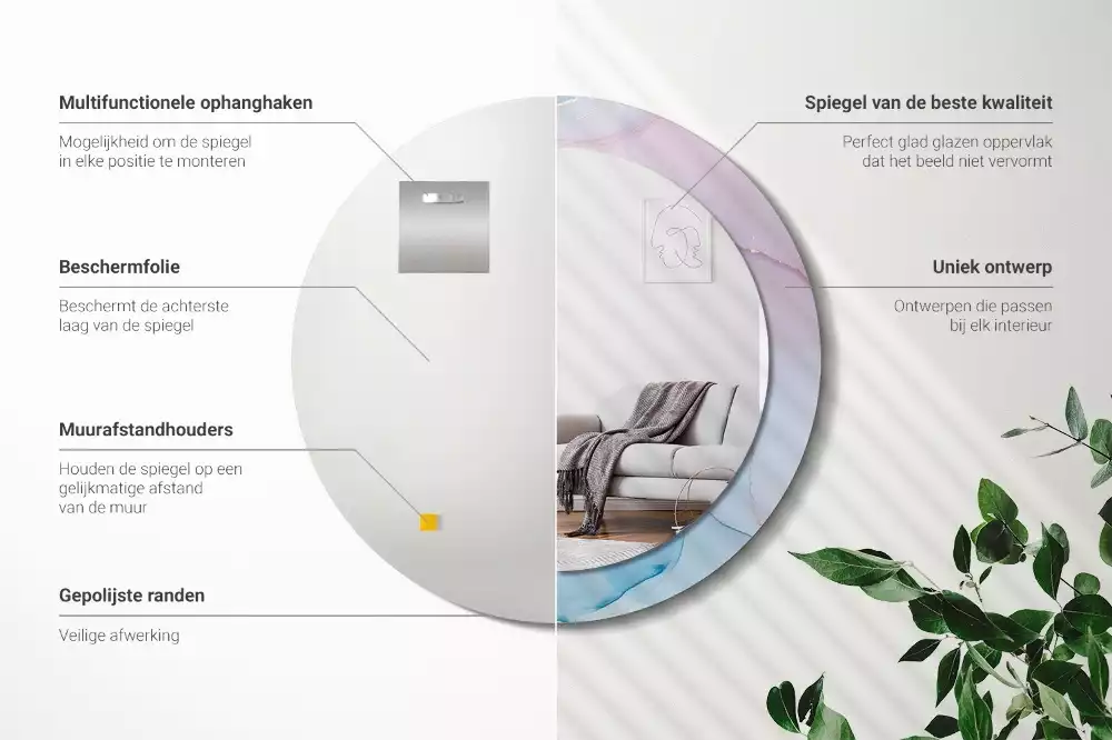 Espejo redondo estampado Estilo mármol