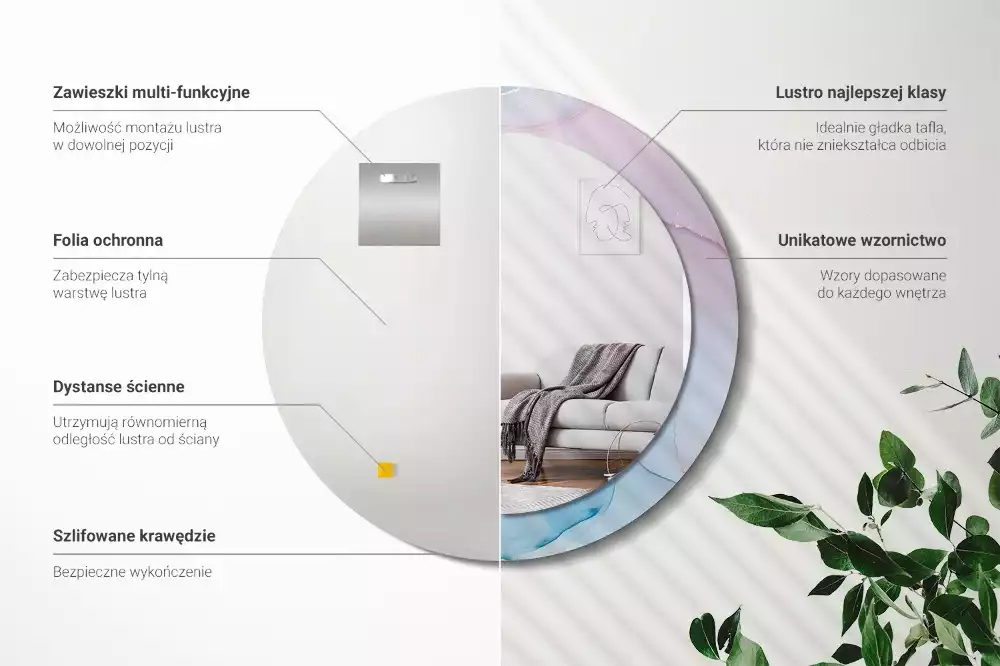 Espejo redondo estampado Estilo mármol