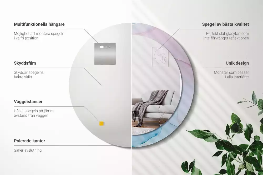 Espejo redondo estampado Estilo mármol