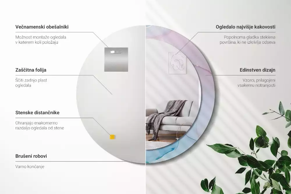 Espejo redondo estampado Estilo mármol