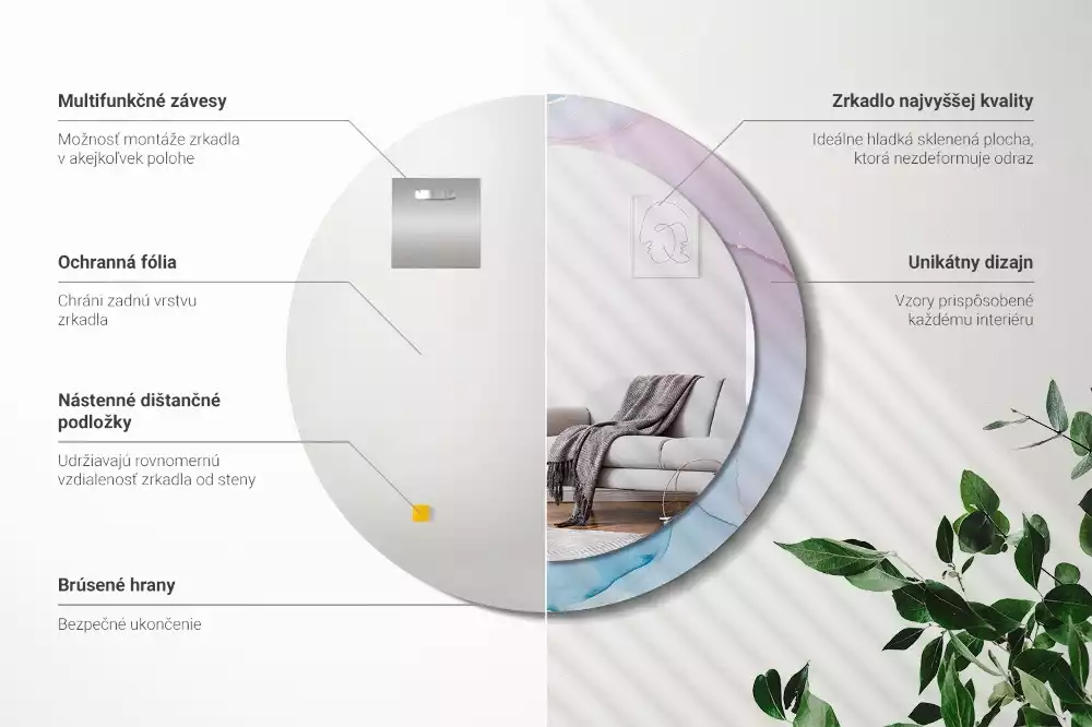 Espejo redondo estampado Estilo mármol