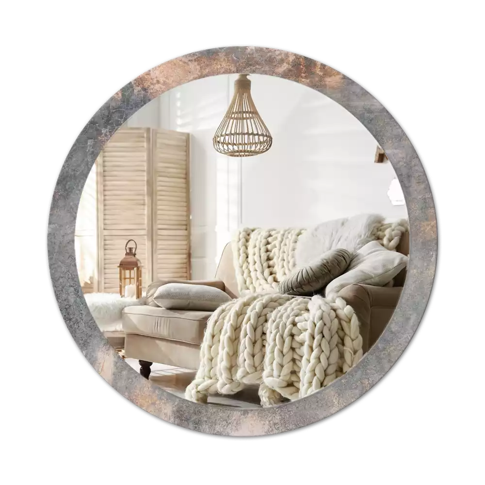 Espejo redondo impreso Hormigón antiguo