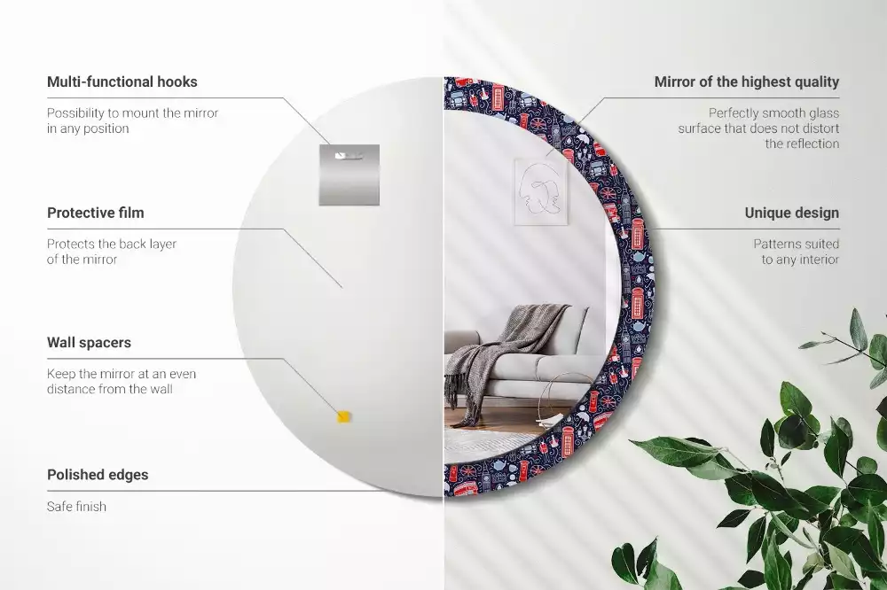 Espejo redondo impreso Londres