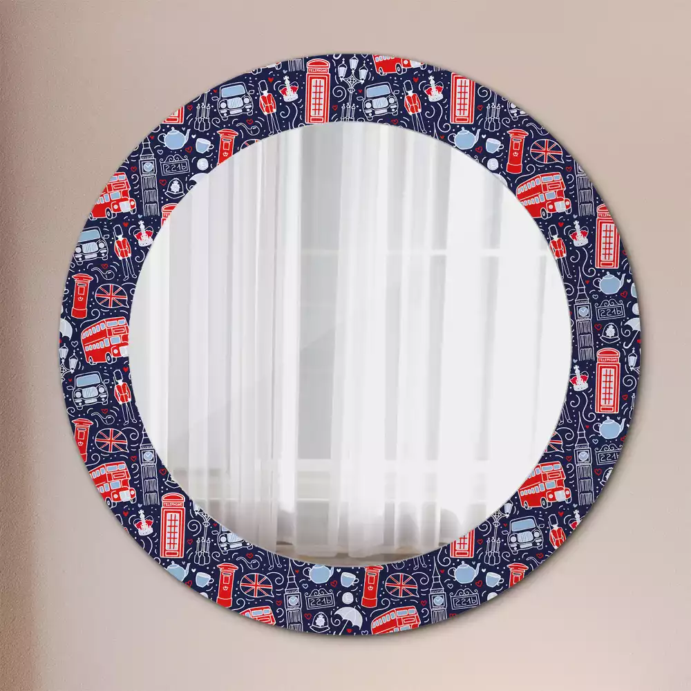 Espejo redondo impreso Londres