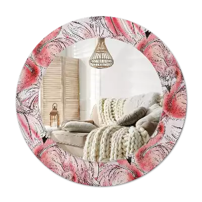 Espejo redondo con decoración Flamencos