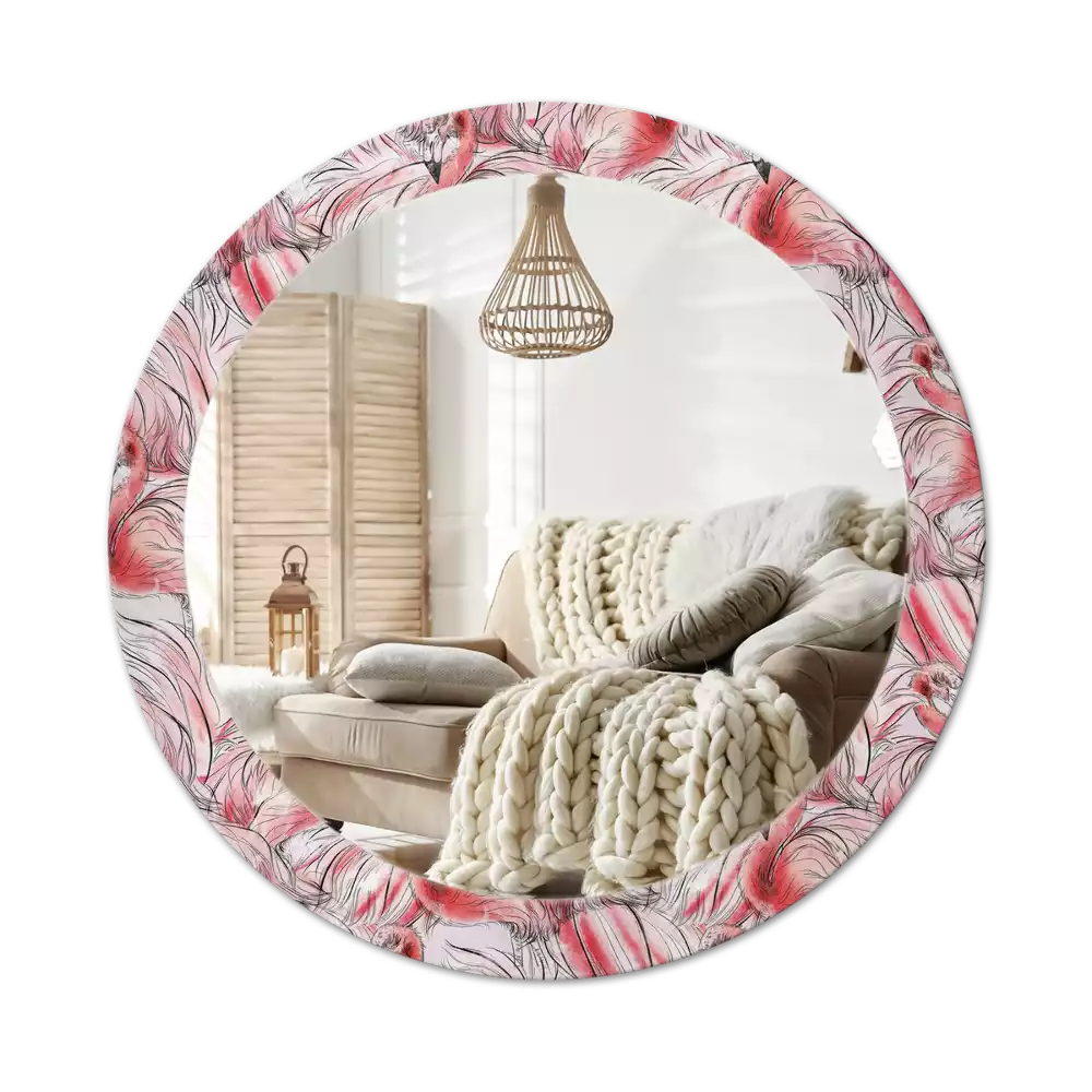 Espejo redondo con decoración Flamencos