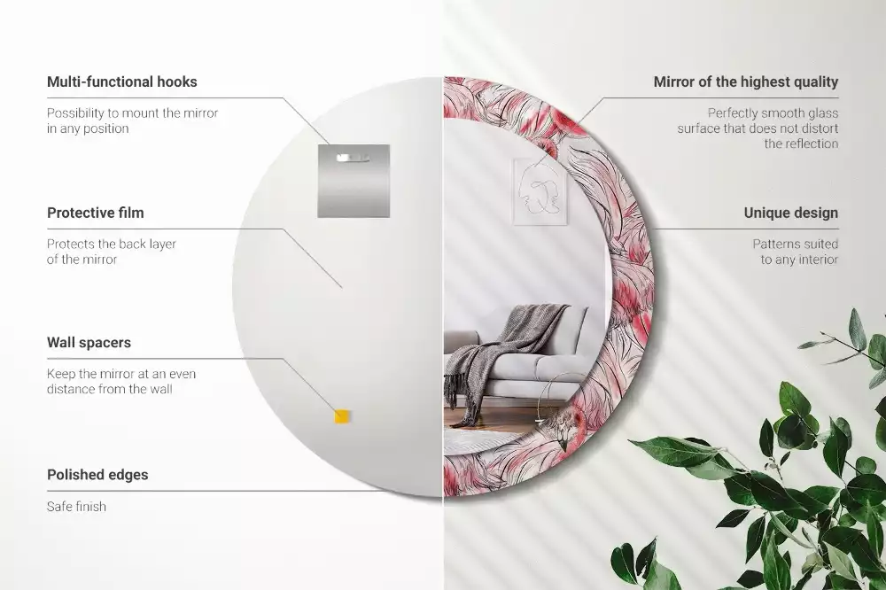 Espejo redondo con decoración Flamencos