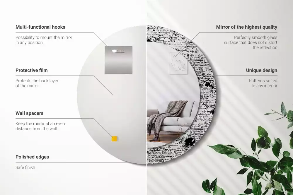 Espejo redondo estampado Garabatos