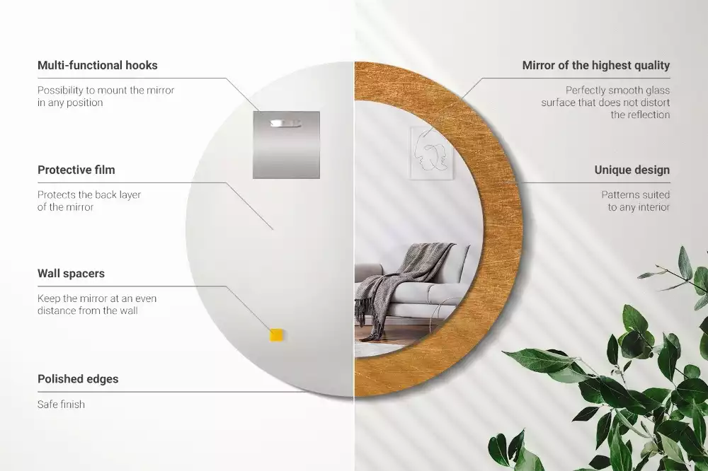 Espejo redondo estampado Estilo loft vintage