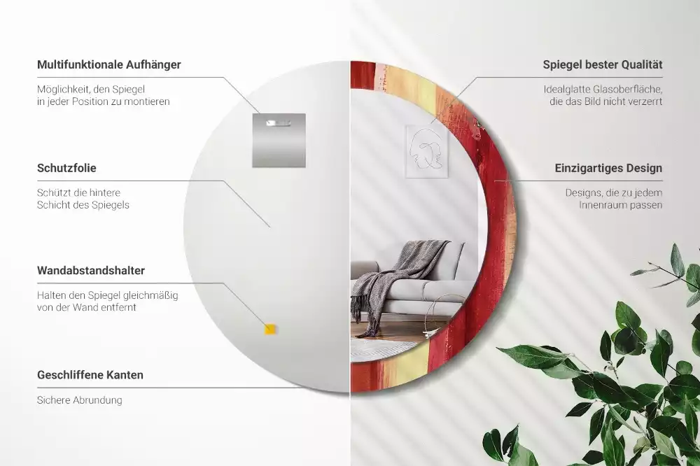 Espejo redondo impreso Pintura abstracta