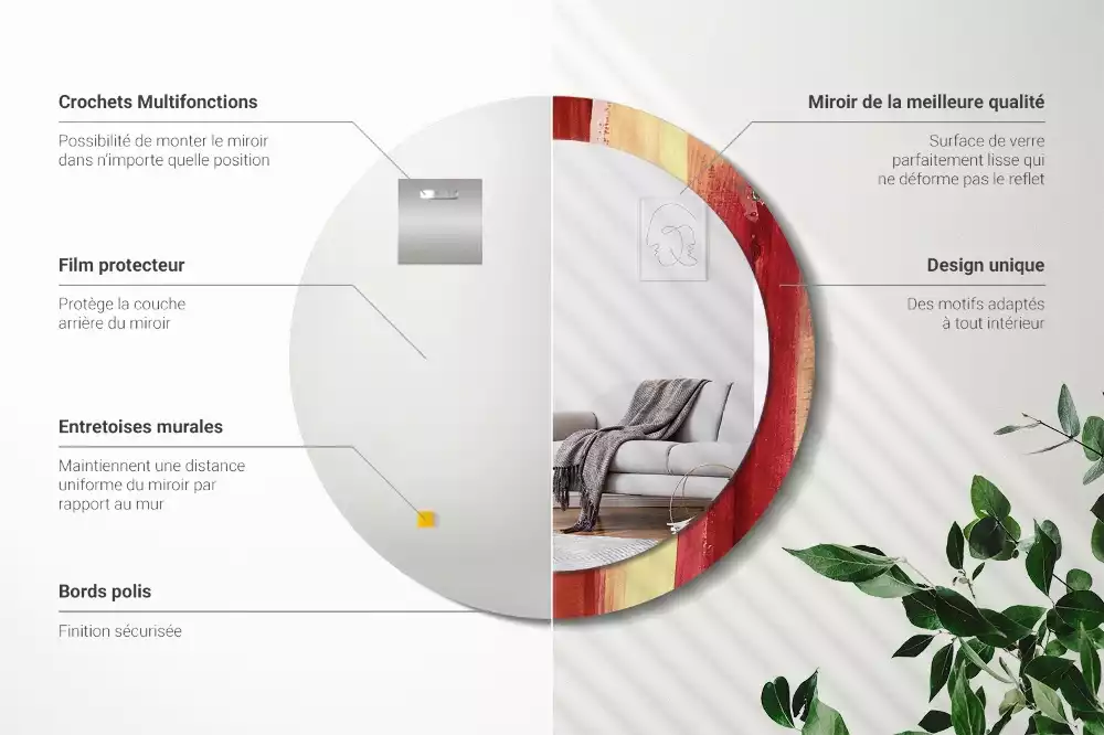 Espejo redondo impreso Pintura abstracta