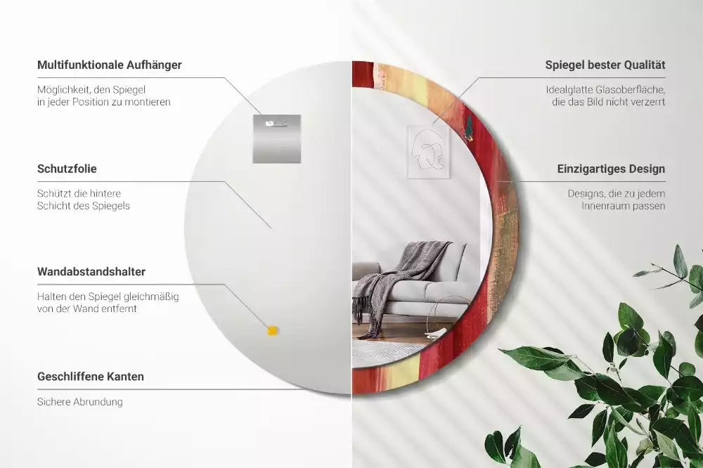 Espejo redondo impreso Pintura abstracta