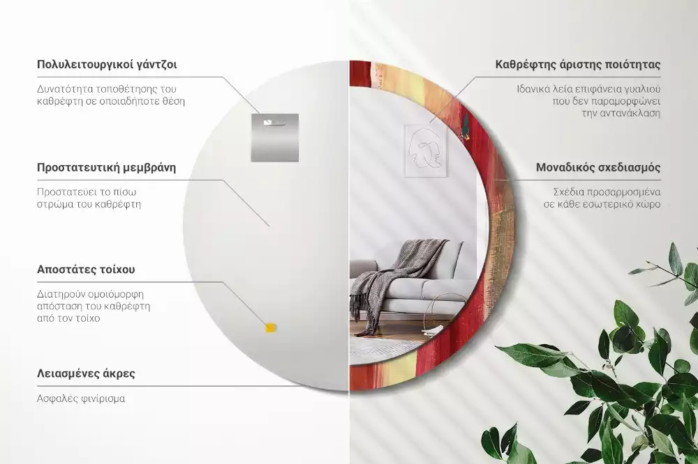 Espejo redondo impreso Pintura abstracta