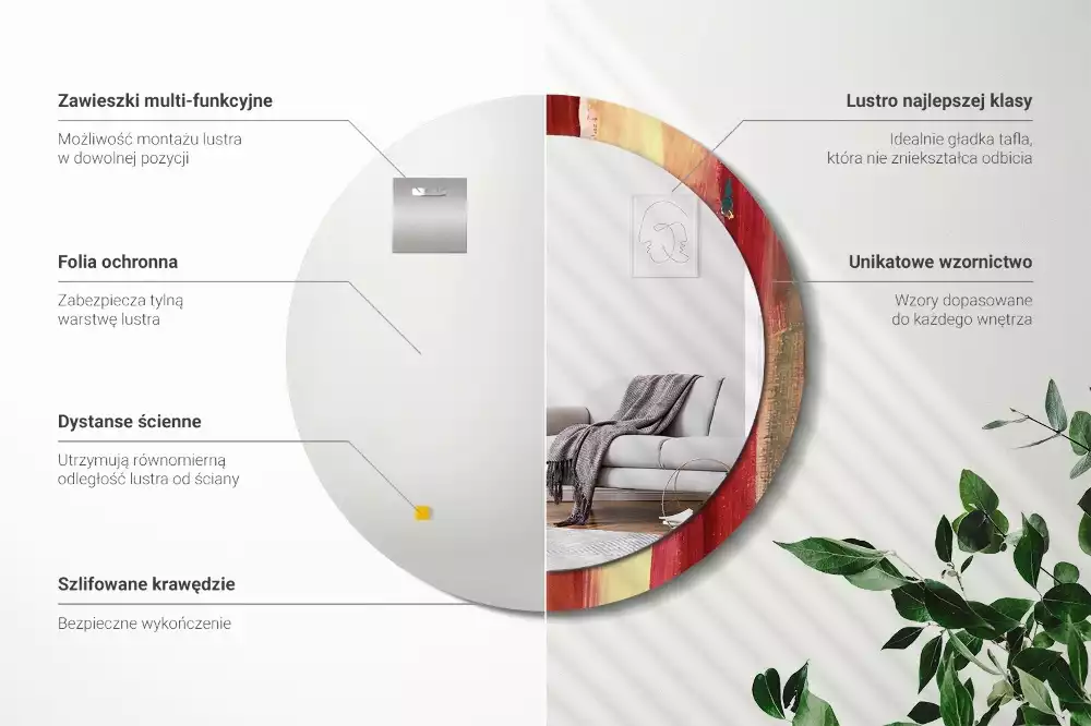 Espejo redondo impreso Pintura abstracta