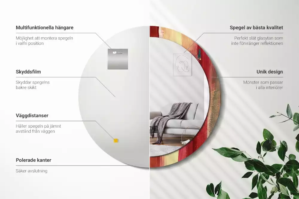 Espejo redondo impreso Pintura abstracta