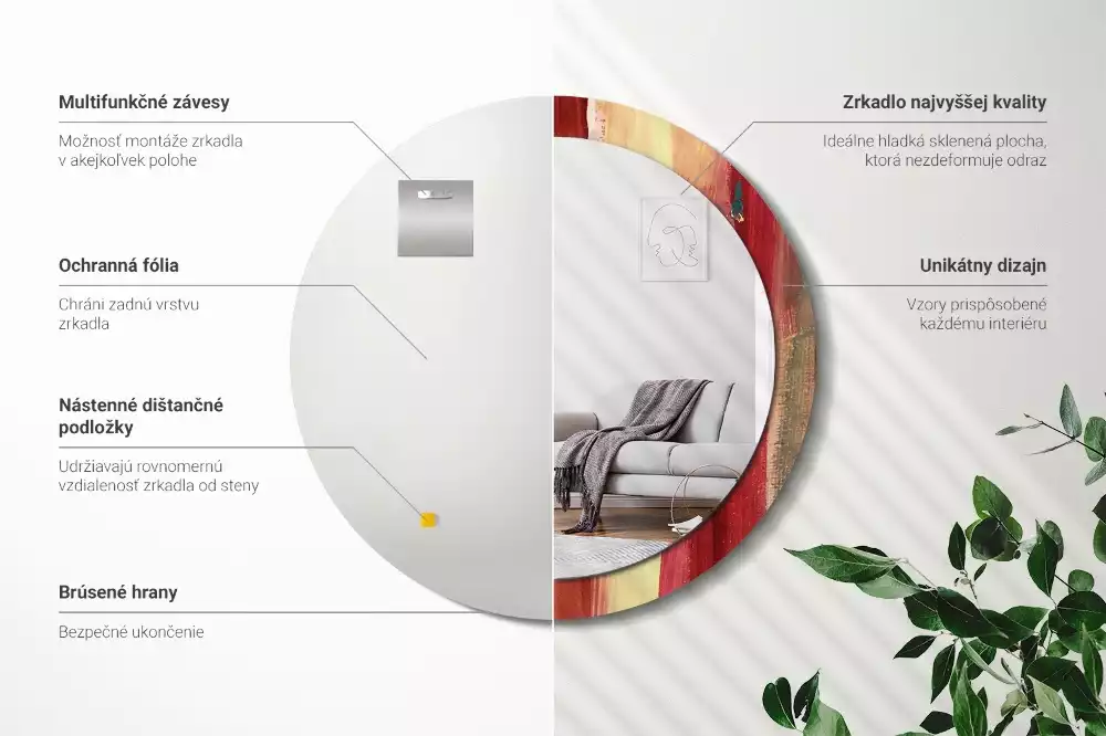 Espejo redondo impreso Pintura abstracta