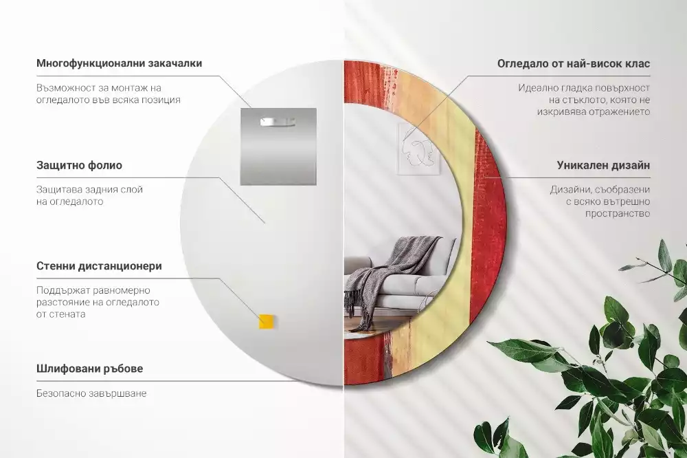 Espejo redondo impreso Pintura abstracta