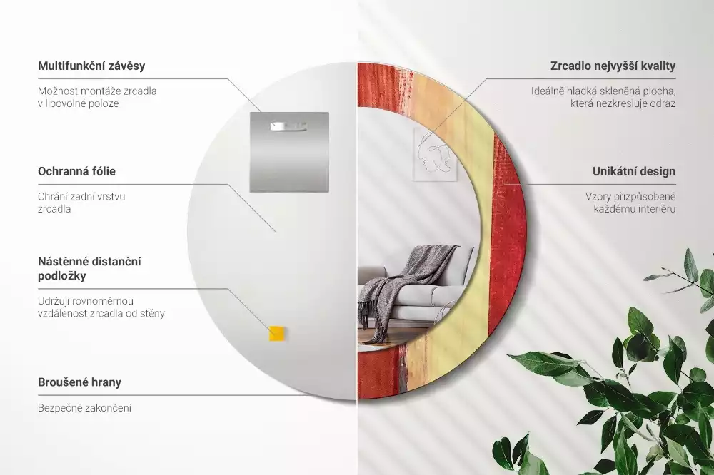 Espejo redondo impreso Pintura abstracta